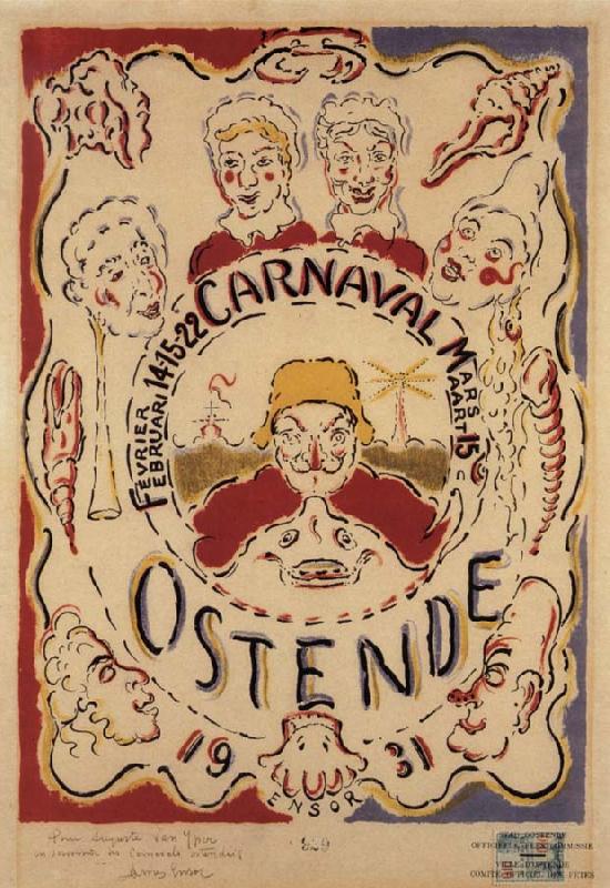 James Ensor Poster for the Carnival at Ostend Sweden oil painting art
